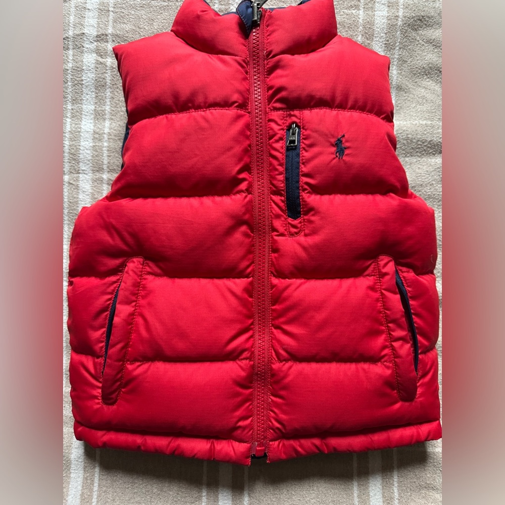 💙🏇Polo Ralph Lauren Reversable Down Puffer Ripstop Vest Toddler size 4/4T❤️🏇